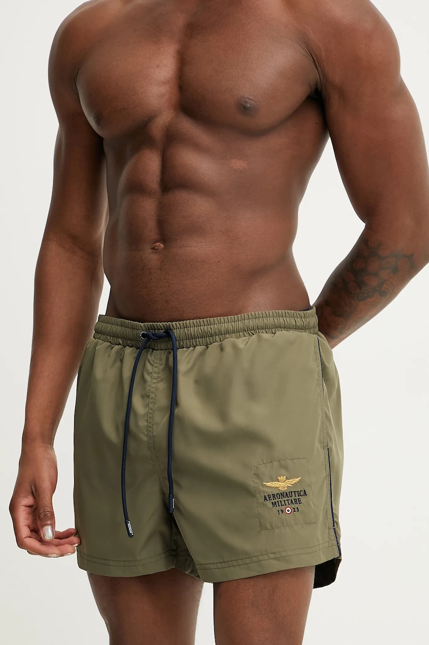 Aeronautica Militare pantaloni scurti de baie culoarea verde, BW223CT2967