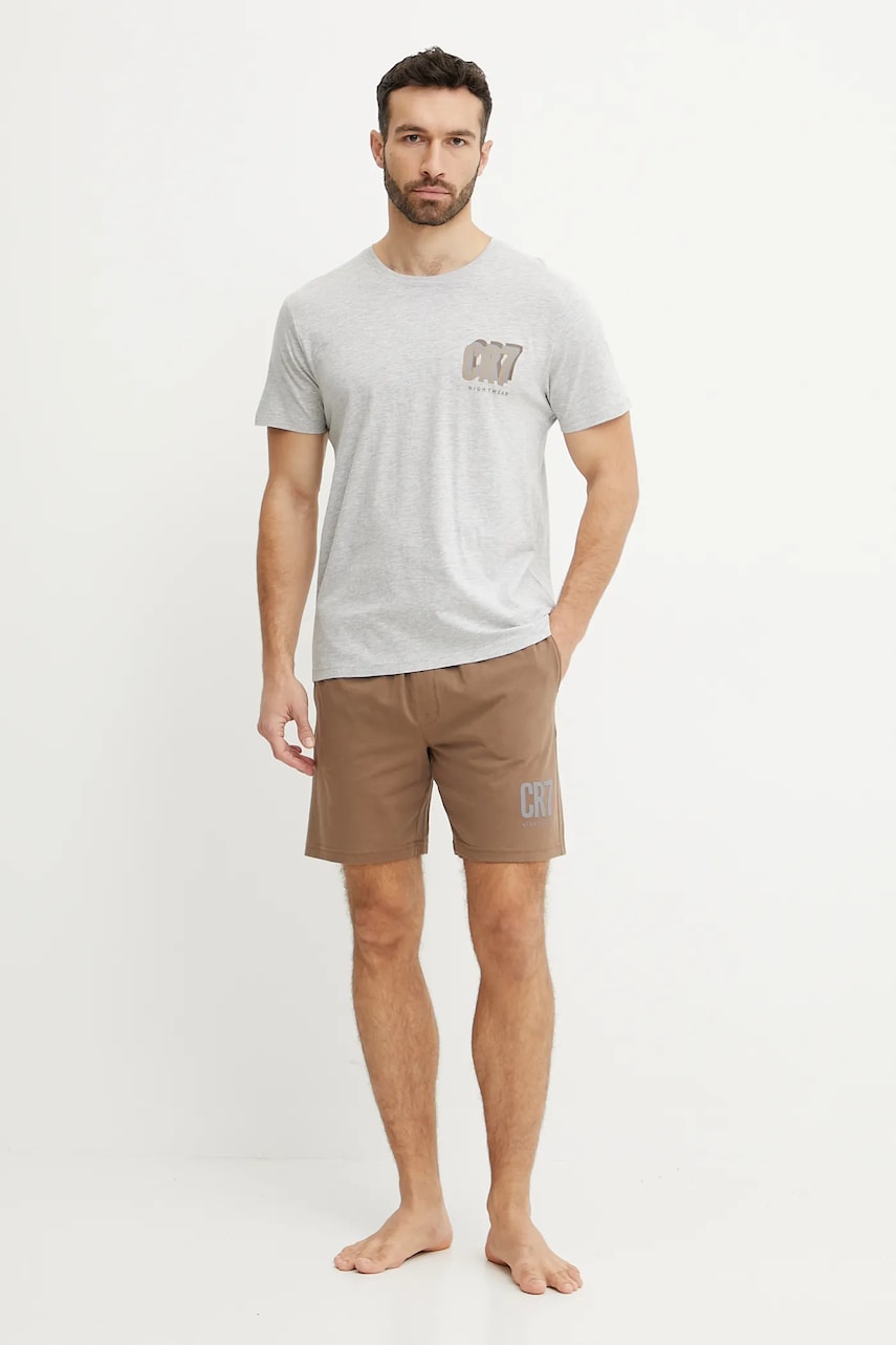 CR7 Cristiano Ronaldo pijama bărbați, culoarea gri, cu imprimeu, 8730-41-2608 CR7 Cristiano Ronaldo pijama bărbați, culoarea gri, cu imprimeu, 8730-41-2608