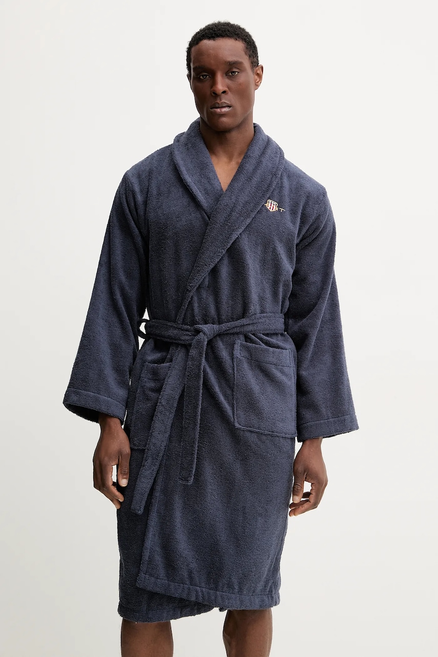 Gant halat de baie din bumbac culoarea bleumarin, 856006703