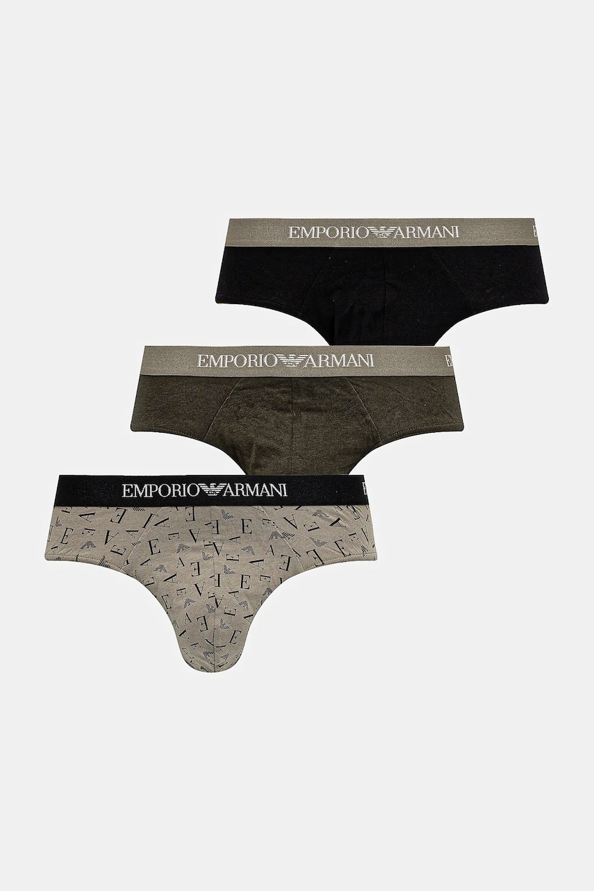 Emporio Armani Underwear slip din bumbac 3-pack culoarea verde, EM000256 AF10800