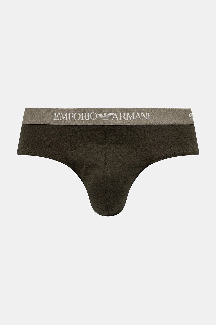 Хлопковые слипы Emporio Armani Underwear 3 шт цвет зелёный EM000256 AF10800