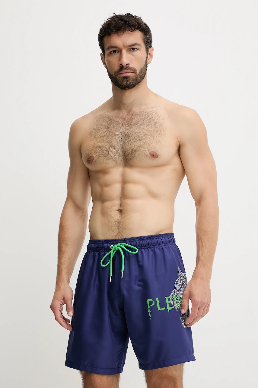 PLEIN SPORT pantaloni scurți de baie culoarea bleumarin, PS25MBL01