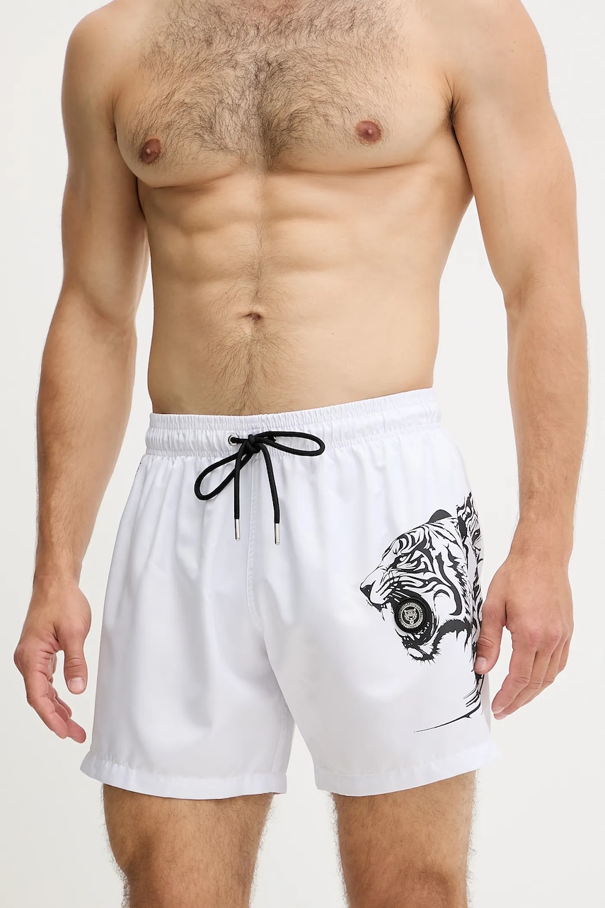 PLEIN SPORT pantaloni scurți de baie culoarea alb, PS25MBM06