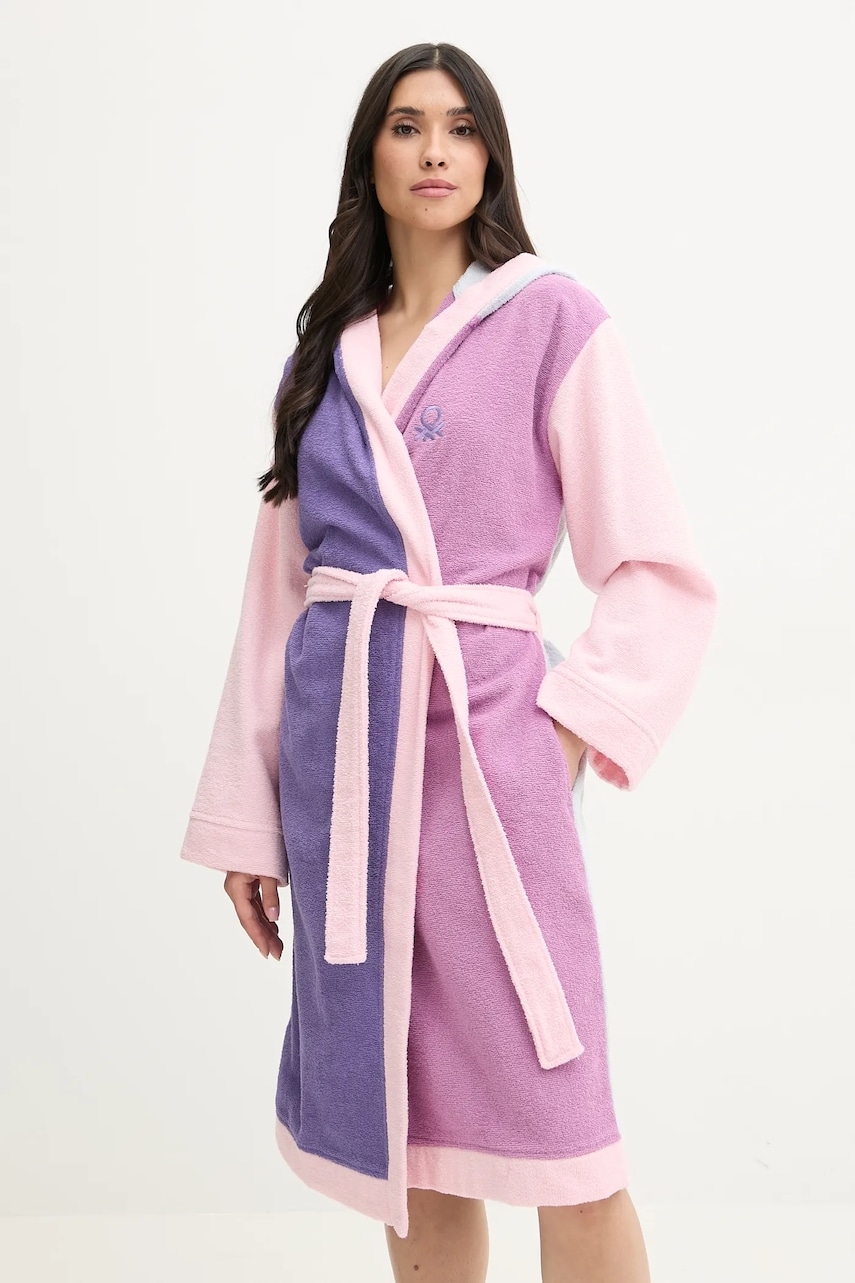 Хлопковый халат United Colors of Benetton цвет фиолетовый 6ORD2801L Хлопковый халат United Colors of Benetton цвет фиолетовый 6ORD2801L
