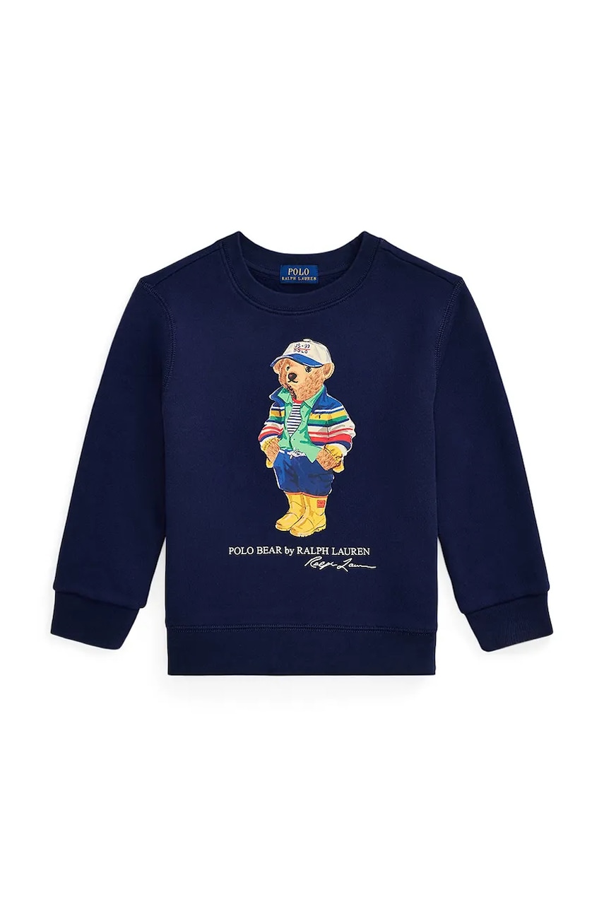 Levně Dětská mikina Polo Ralph Lauren tmavomodrá barva, s potiskem, 322975028001