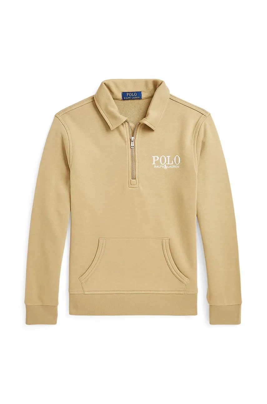 Levně Dětská mikina Polo Ralph Lauren béžová barva, hladká, 323958156001