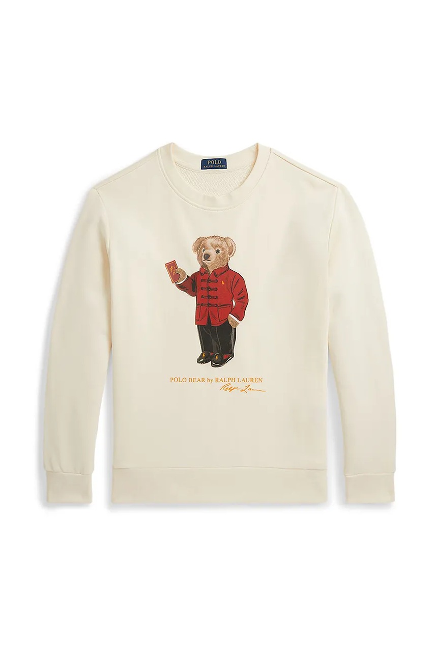 Детская хлопковая кофта Polo Ralph Lauren цвет бежевый с принтом 323961412001 Детская хлопковая кофта Polo Ralph Lauren цвет бежевый с принтом 323961412001