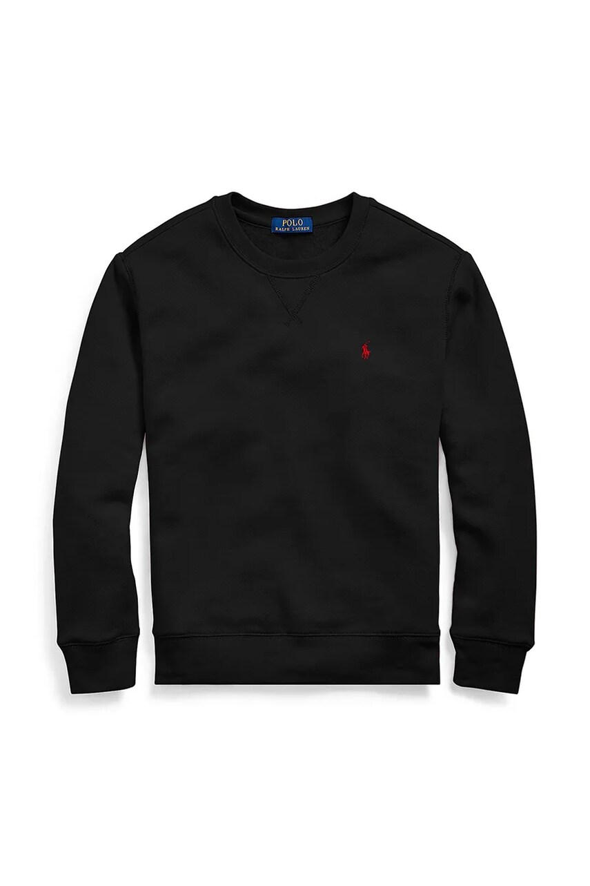 Levně Dětská mikina Polo Ralph Lauren černá barva, hladká, 323772102004