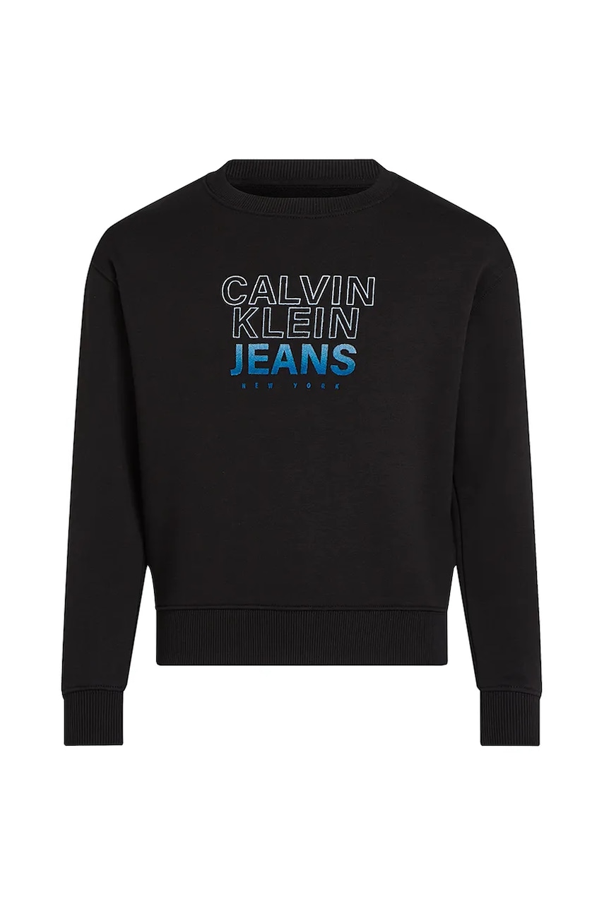 Детская кофта Calvin Klein Jeans 0 цвет чёрный с принтом IB0IB02376 Детская кофта Calvin Klein Jeans 0 цвет чёрный с принтом IB0IB02376