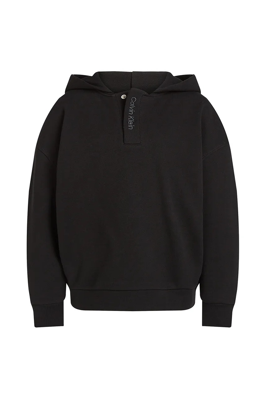 Дитяча кофта Calvin Klein Jeans 0 колір чорний з капюшоном з принтом IB0IB02377