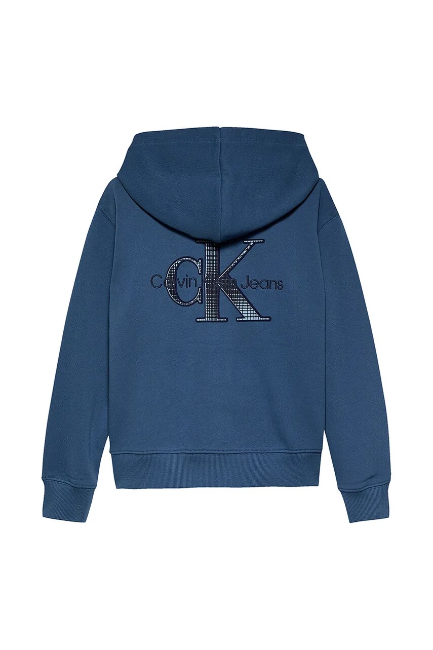 Calvin Klein Jeans gyerek felső sötétkék, sima, kapucnis, IB0IB02379 termék 2. képe