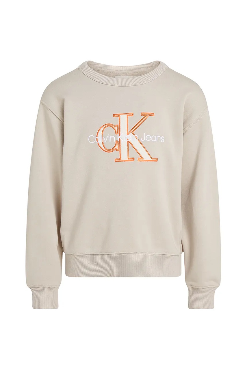 Дитяча кофта Calvin Klein Jeans колір бежевий з принтом IB0IB02411