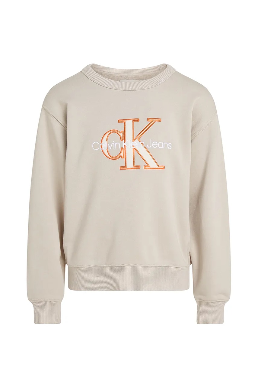 Детская кофта Calvin Klein Jeans цвет бежевый с принтом IB0IB02411 Детская кофта Calvin Klein Jeans цвет бежевый с принтом IB0IB02411