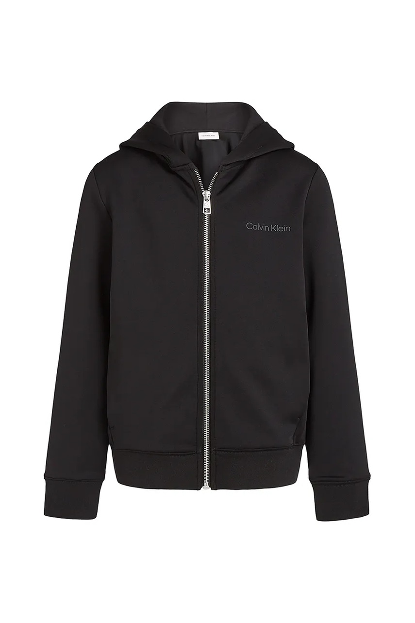 Дитяча кофта Calvin Klein Jeans 0 колір чорний з капюшоном однотонна IB0IB02420