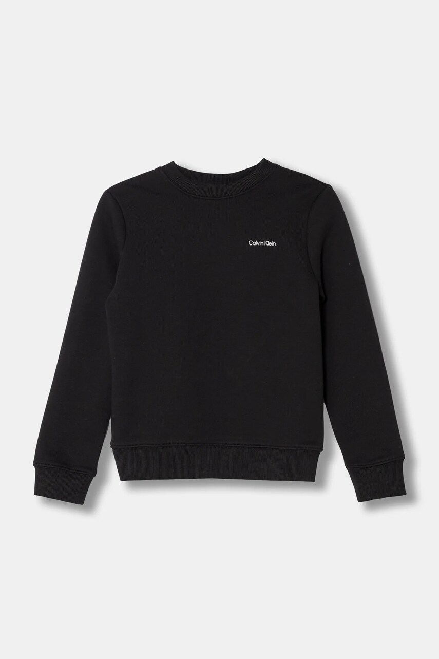 Levně Dětská bavlněná mikina Calvin Klein Jeans černá barva, hladká, IU0IU00686
