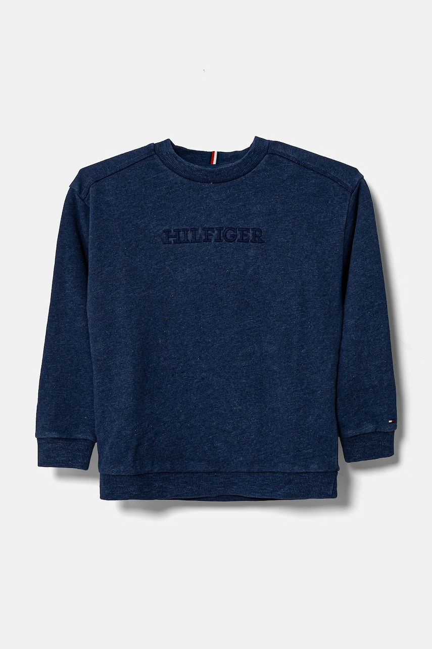 Levně Dětská mikina Tommy Hilfiger modrá barva, hladká, KB0KB09311