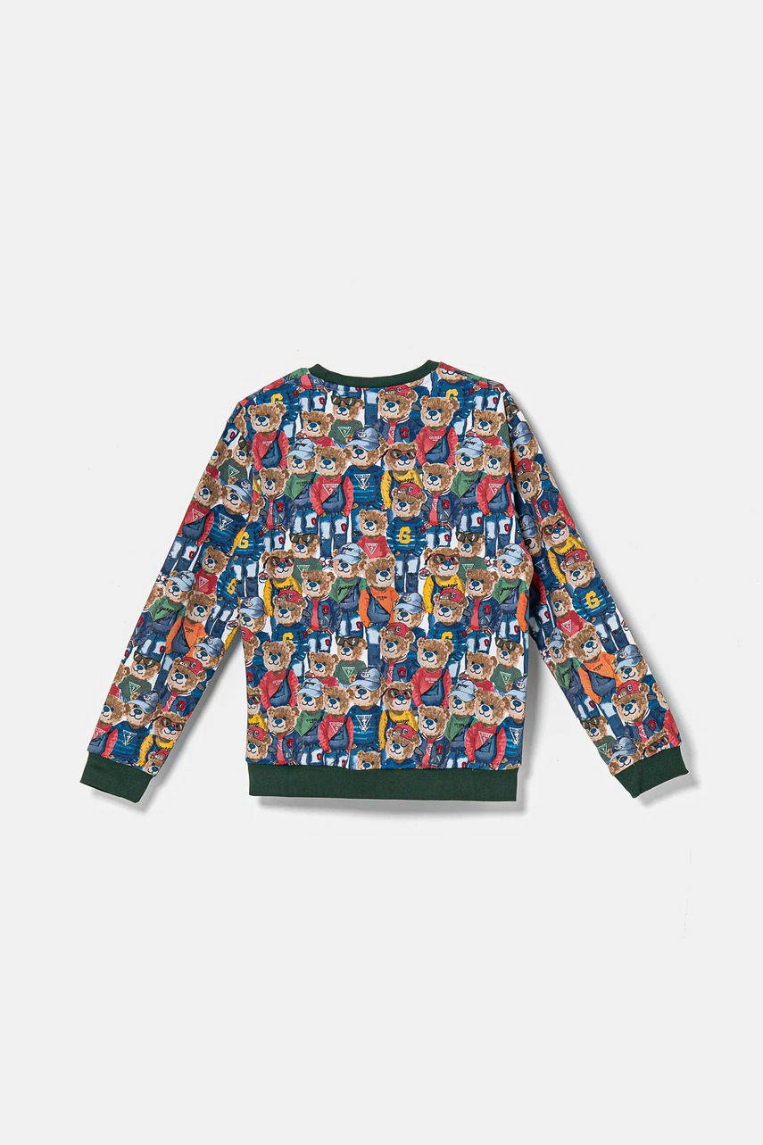 Детская хлопковая кофта Guess цвет зелёный узор L5RQ03 KA6R4