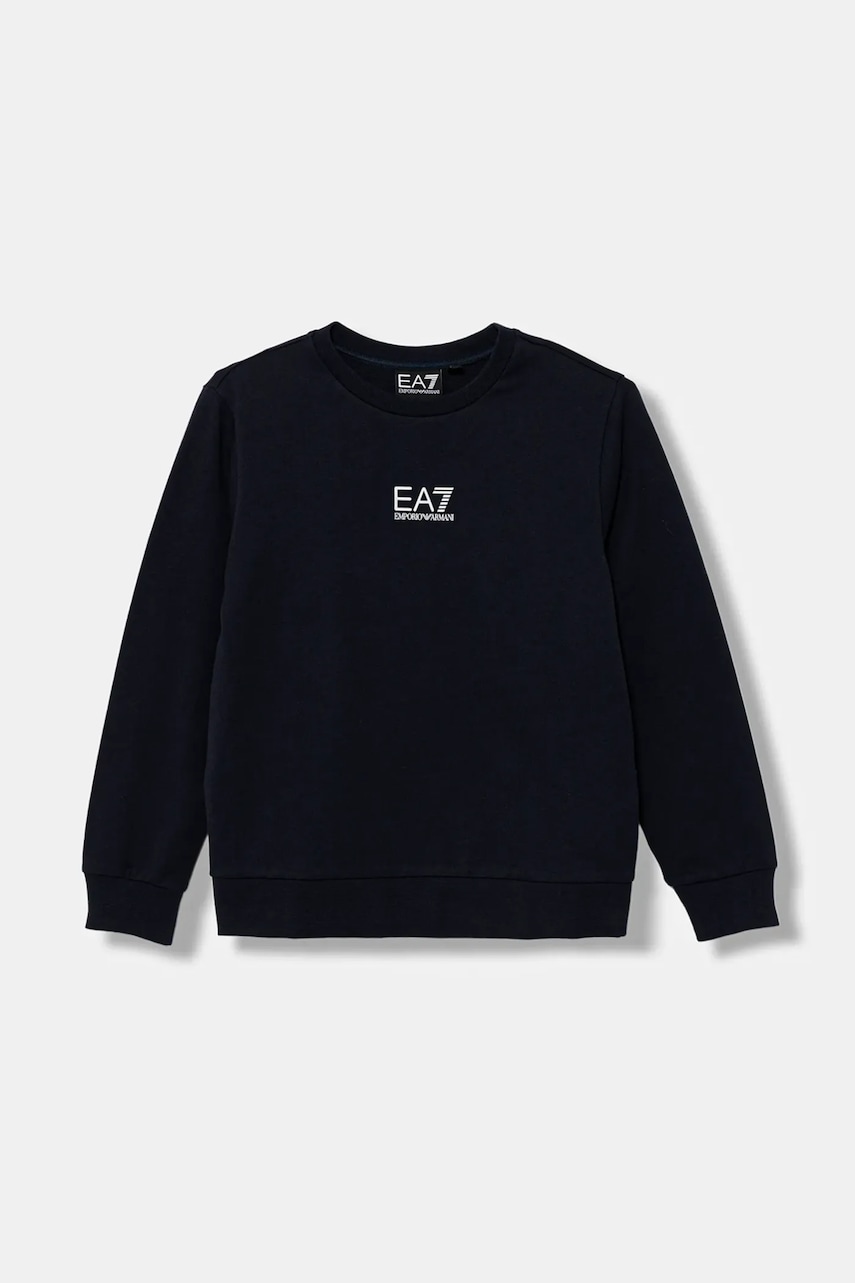 EA7 Emporio Armani hanorac de bumbac pentru copii culoarea verde, cu imprimeu, 7B000025 AF10380