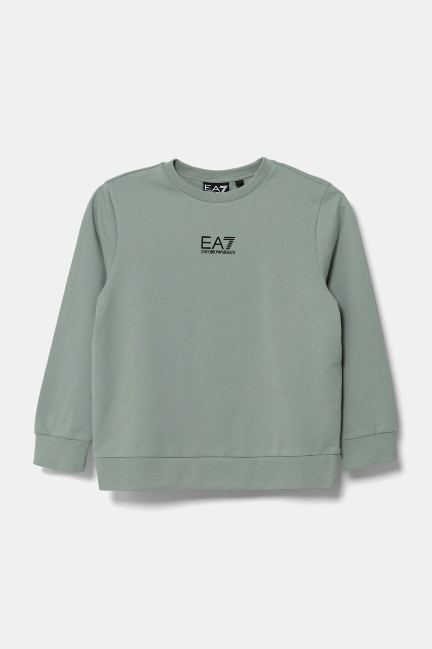 EA7 Emporio Armani hanorac de bumbac pentru copii culoarea verde, cu imprimeu, 7B000025 AF10380