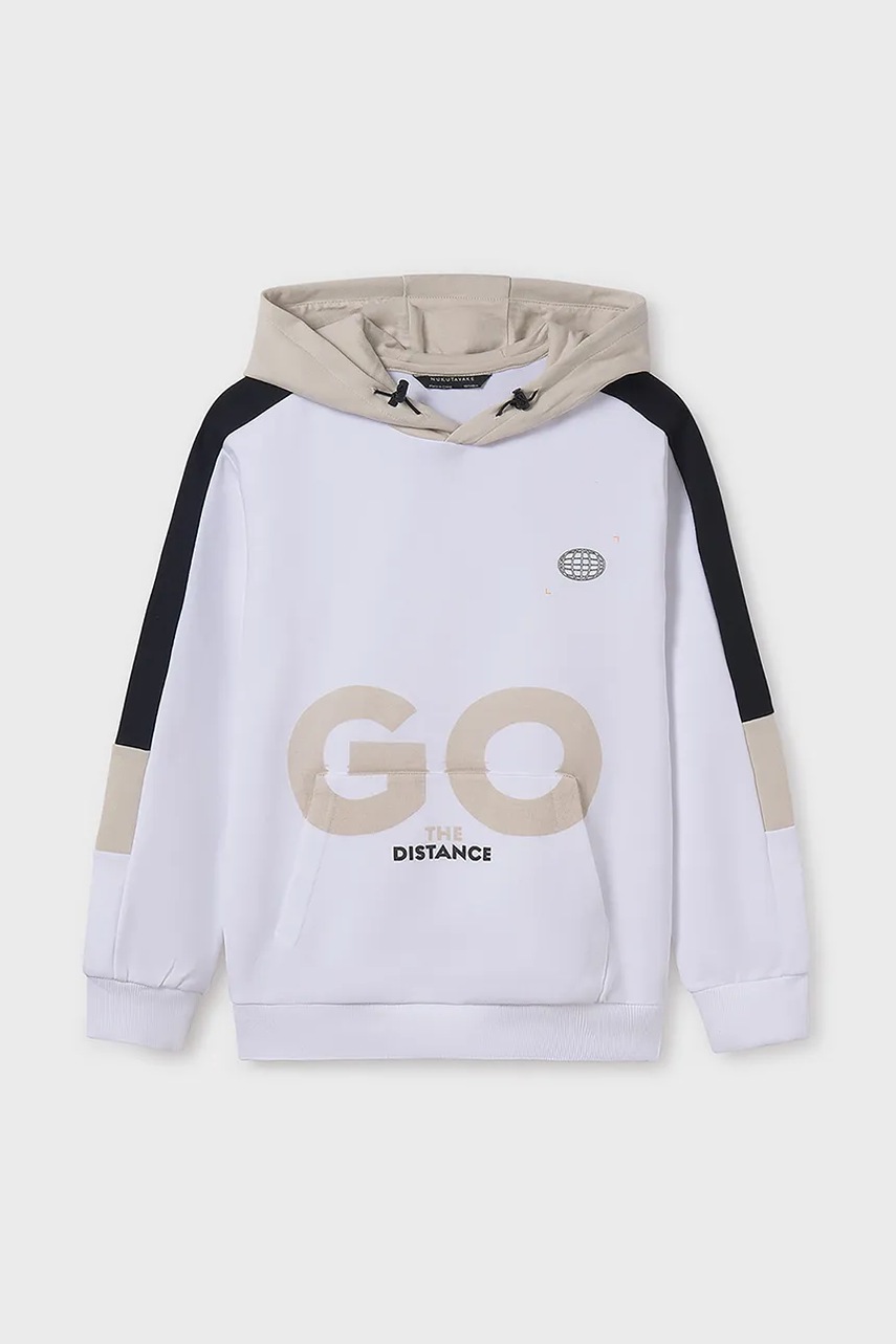 Детская кофта Mayoral цвет бежевый с капюшоном узор 6482