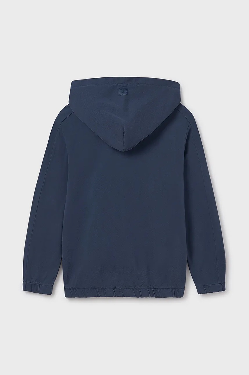 Детская хлопковая кофта Mayoral цвет синий с капюшоном однотонная 6489