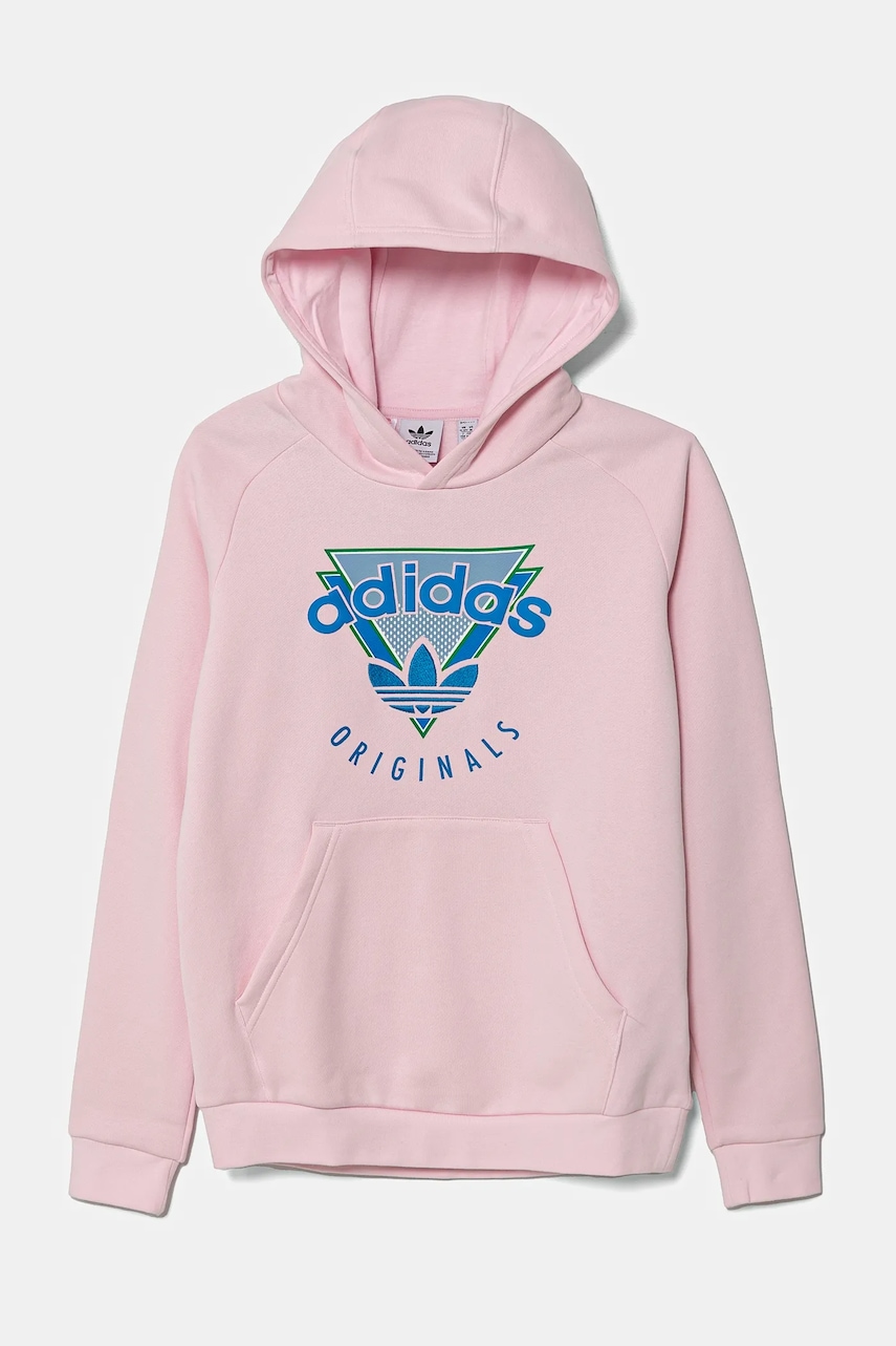 Детская кофта adidas Originals цвет розовый с капюшоном с аппликацией JC5864 Детская кофта adidas Originals цвет розовый с капюшоном с аппликацией JC5864