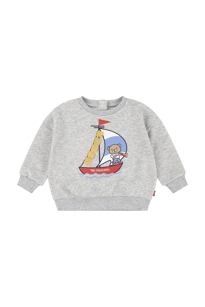 Levi\'s bluza bebe LEVIS SAILING 3D CREW culoarea gri, cu imprimeu, 6EM320