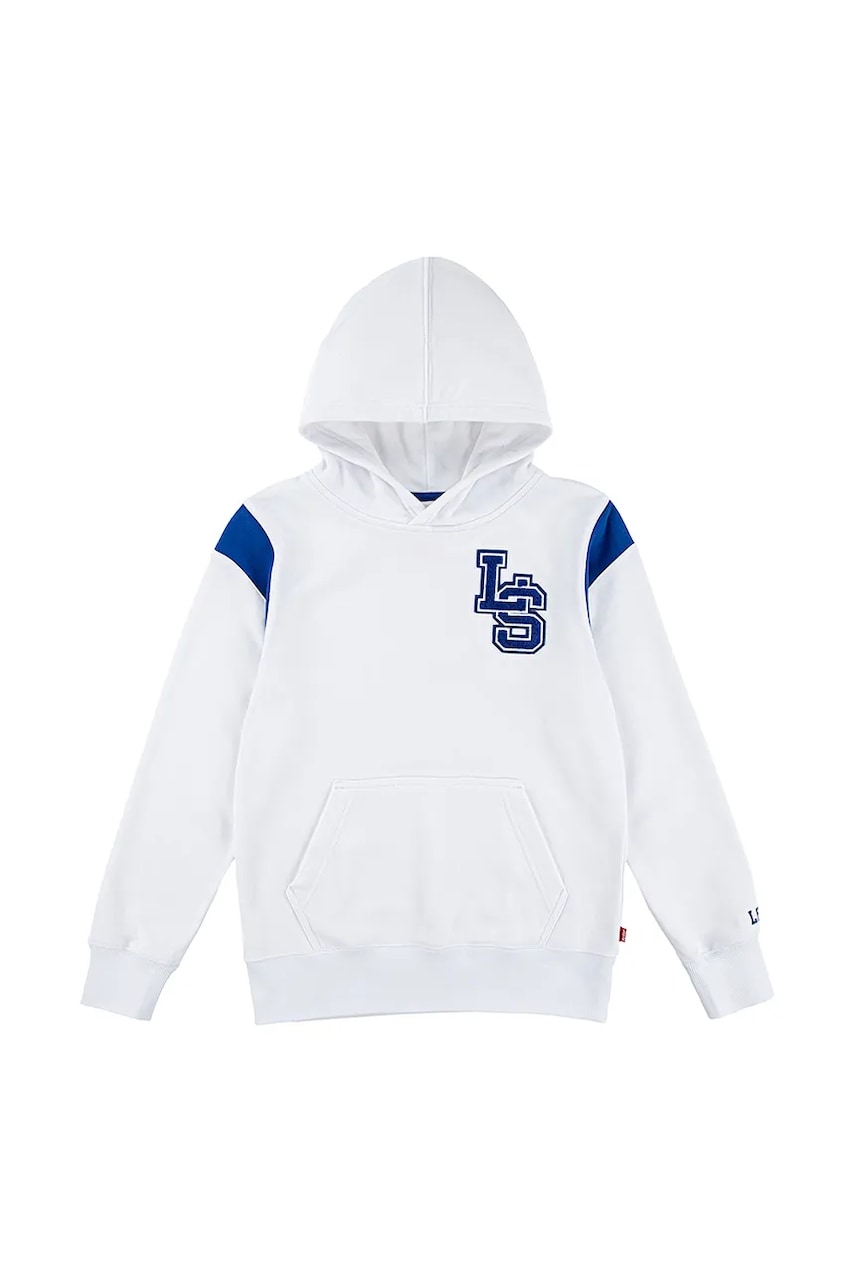 Levi's bluza copii PREP SPORT HOODIE culoarea alb, cu glugă, cu imprimeu, 9EM362 Levi's bluza copii PREP SPORT HOODIE culoarea alb, cu glugă, cu imprimeu, 9EM362