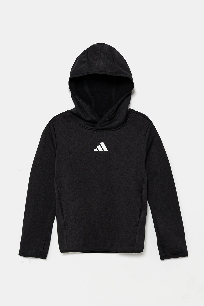 Детская кофта adidas цвет чёрный с капюшоном с принтом JJ1041