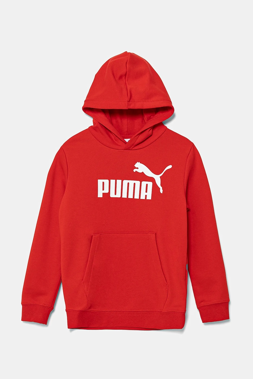 Puma bluza copii ESS No. 1 Logo Hoodie TR culoarea rosu, cu glugă, cu imprimeu, 684909 Puma bluza copii ESS No. 1 Logo Hoodie TR culoarea rosu, cu glugă, cu imprimeu, 684909