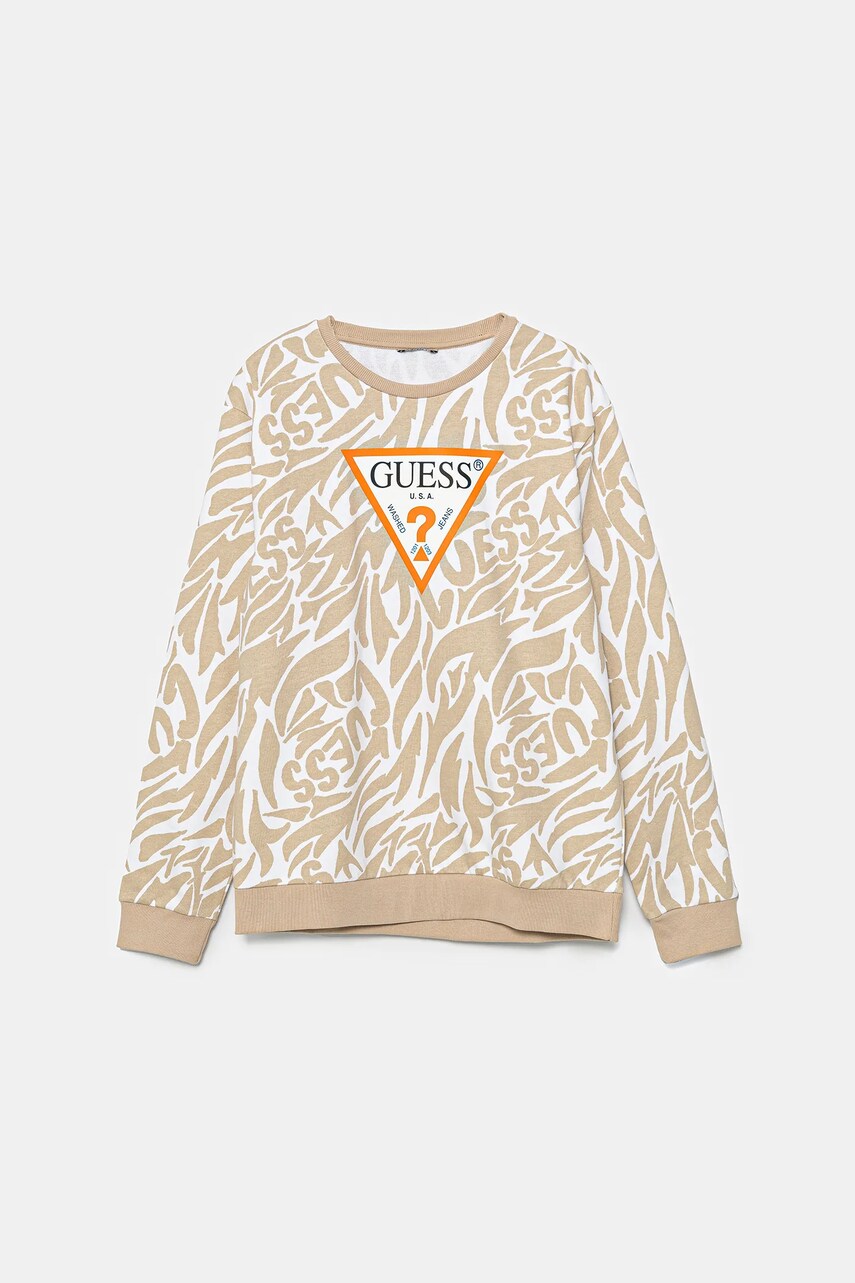 Levně Dětská bavlněná mikina Guess zelená barva, vzorovaná, L5GQ00 KA6R4