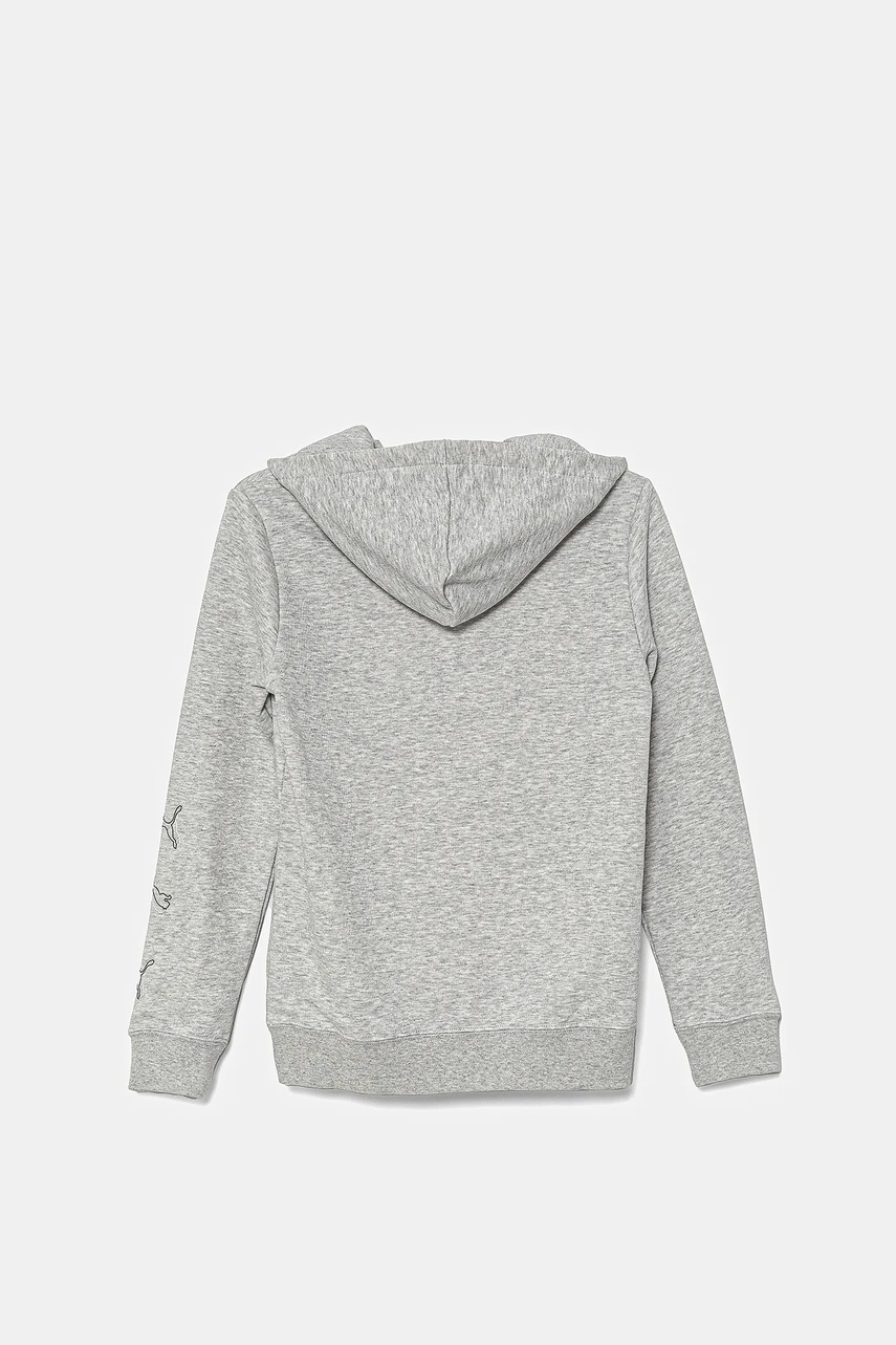 Детская хлопковая кофта Puma ESS LOGO LAB Execution Hoodie TR цвет серый с капюшоном с принтом 685789 Детская хлопковая кофта Puma ESS LOGO LAB Execution Hoodie TR цвет серый с капюшоном с принтом 685789