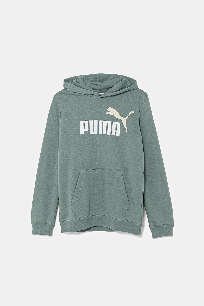 Puma bluza copii ESS 2 COLOR No.1 Logo Hoodie TR culoarea verde, cu glugă, cu imprimeu, 685823