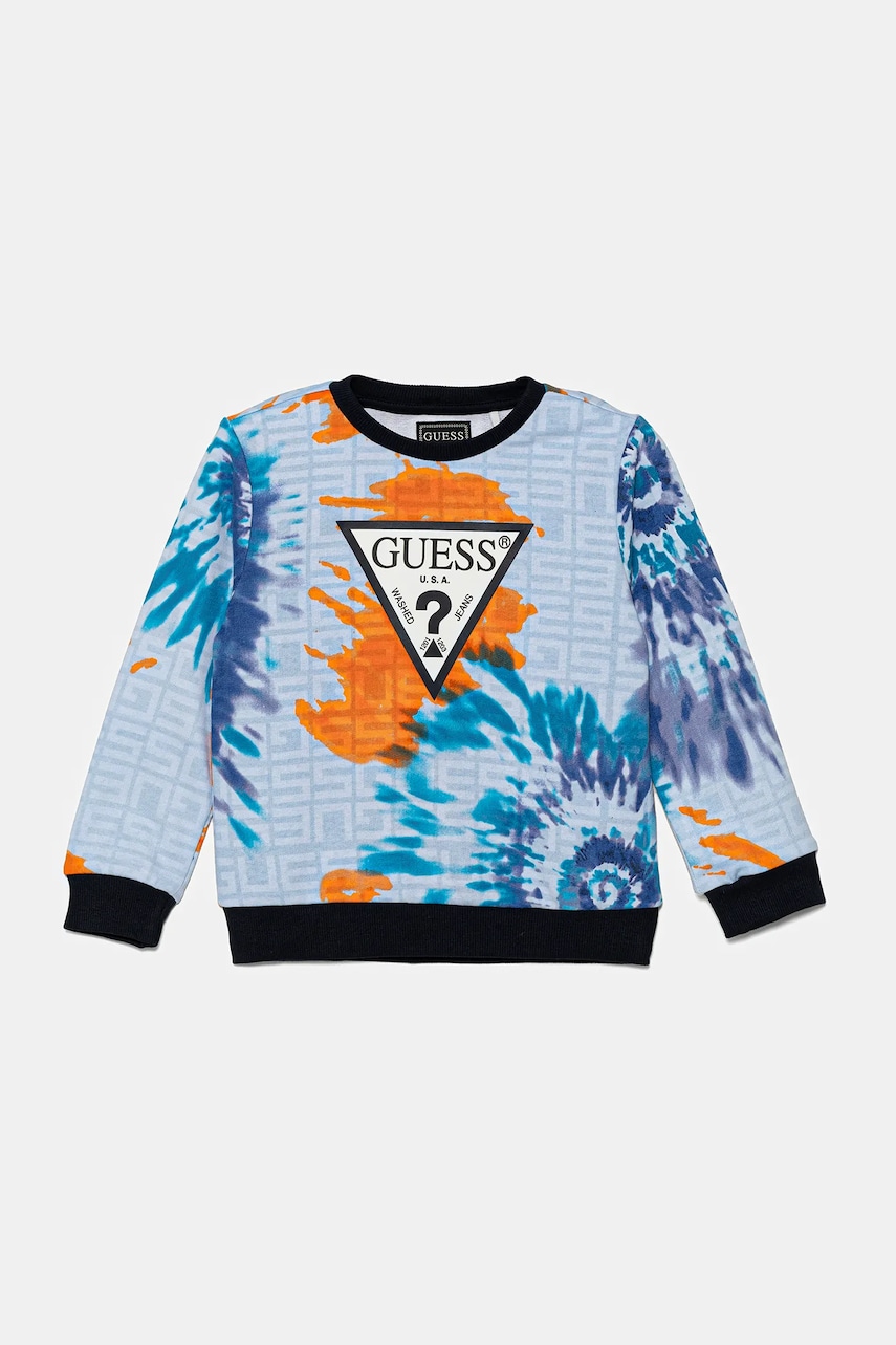 Levně Dětská bavlněná mikina Guess modrá barva, vzorovaná, N5GQ00 KA6R4
