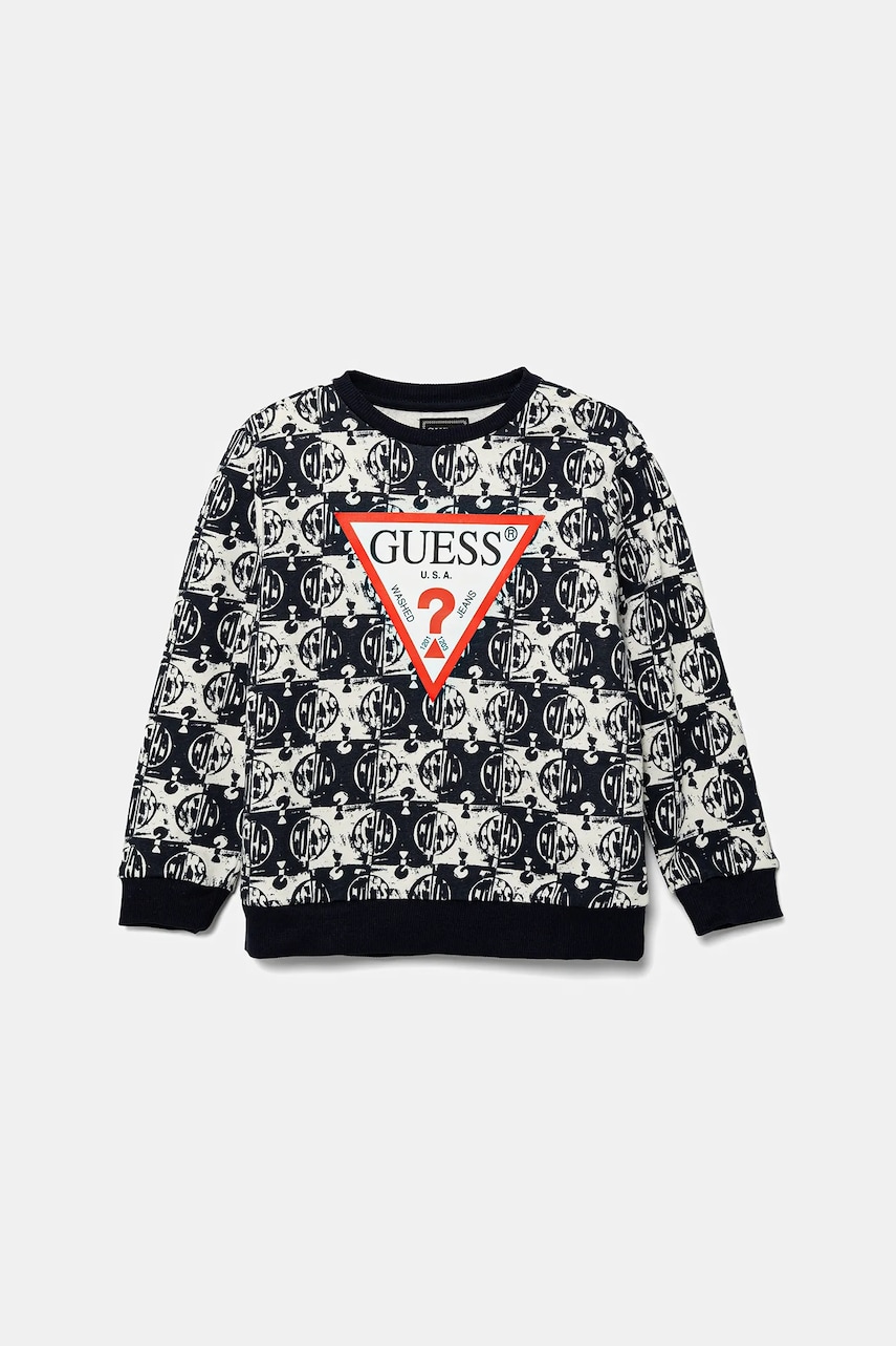 Levně Dětská bavlněná mikina Guess tmavomodrá barva, vzorovaná, N5GQ00 KA6R4