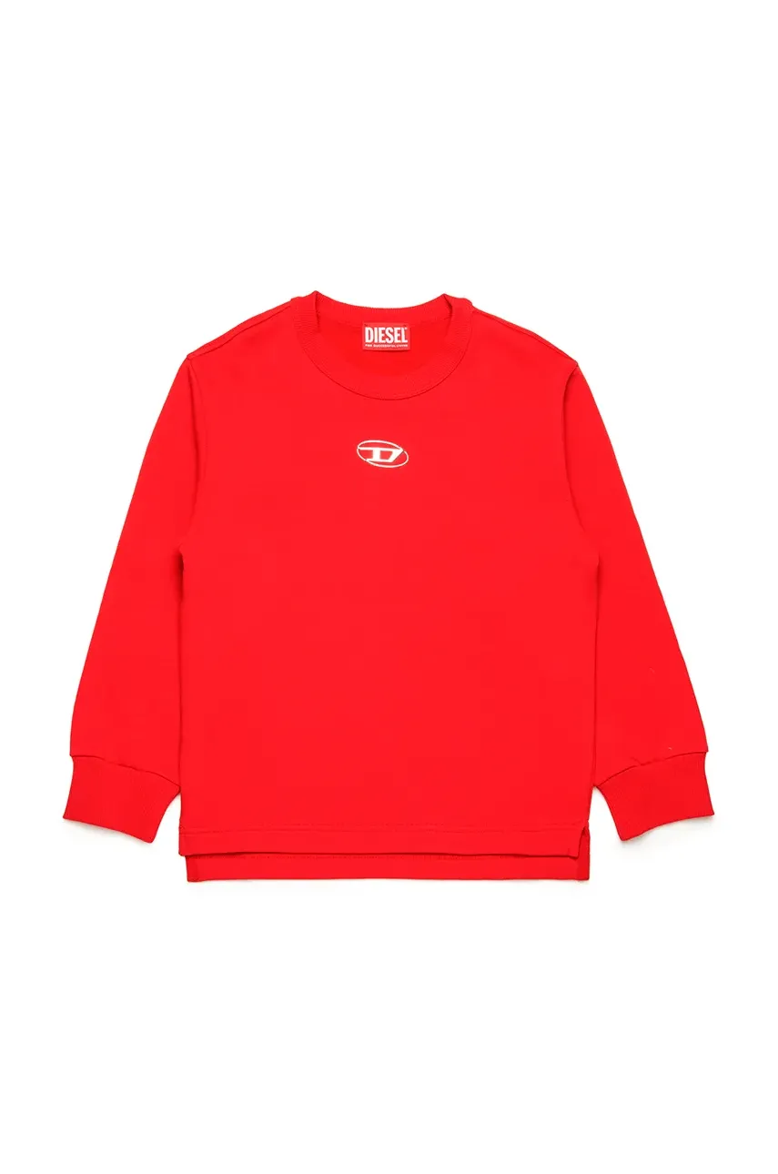 Diesel hanorac de bumbac pentru copii SMACSISOD OVER SWEAT-SHIRT culoarea rosu, neted, J02024