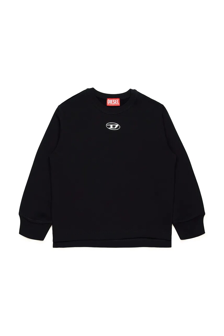 Diesel hanorac de bumbac pentru copii SMACSISOD OVER SWEAT-SHIRT culoarea negru, neted, J02024