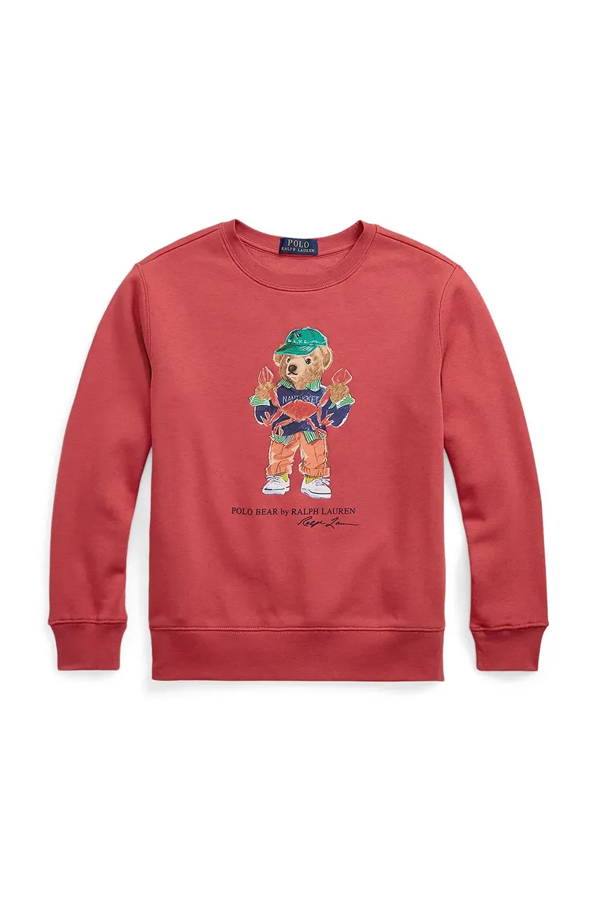 Levně Dětská mikina Polo Ralph Lauren červená barva, s potiskem, 323973123001