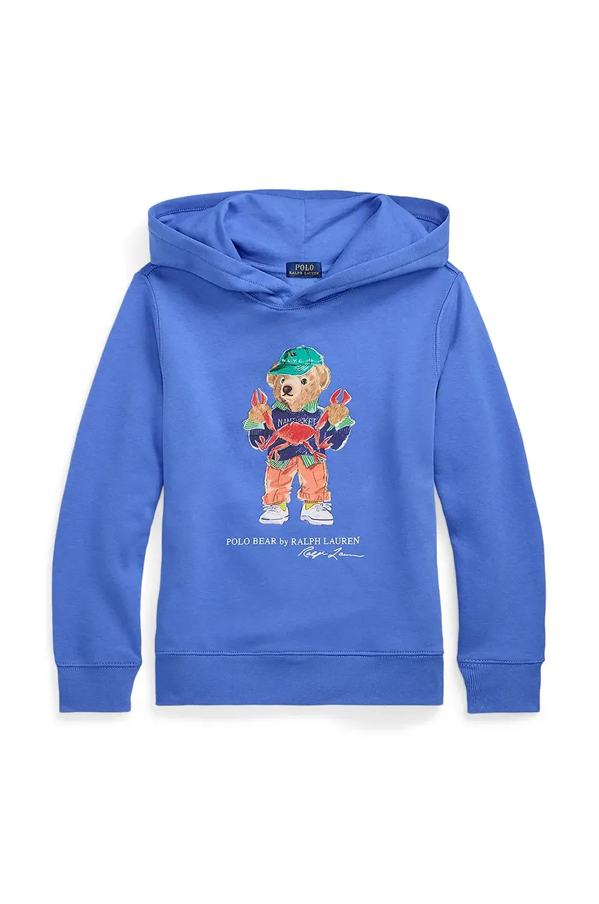Levně Mikina Polo Ralph Lauren modrá barva, s kapucí, s potiskem, 323973124001