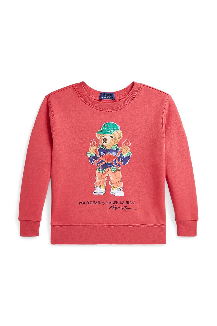 Levně Dětská mikina Polo Ralph Lauren červená barva, s potiskem, 322973123001