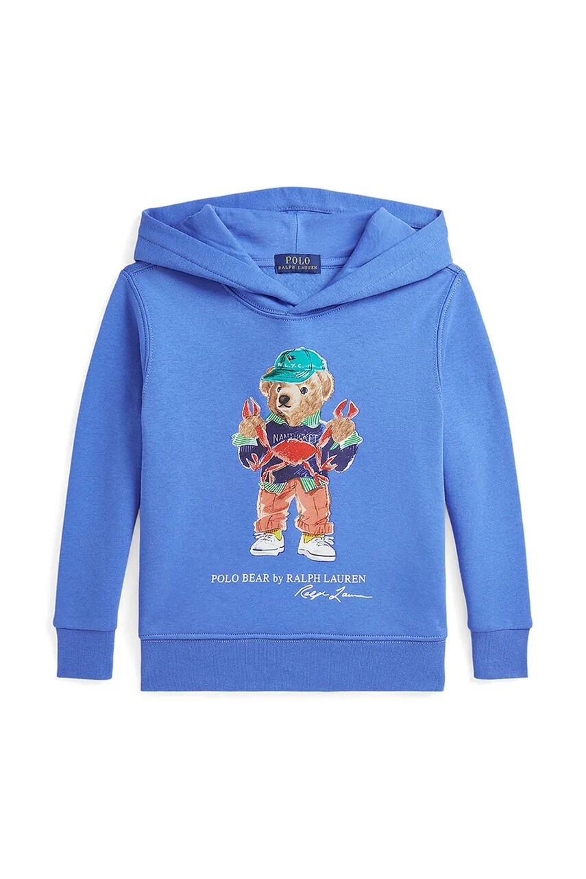 Levně Dětská mikina Polo Ralph Lauren modrá barva, s kapucí, s potiskem, 322973124001