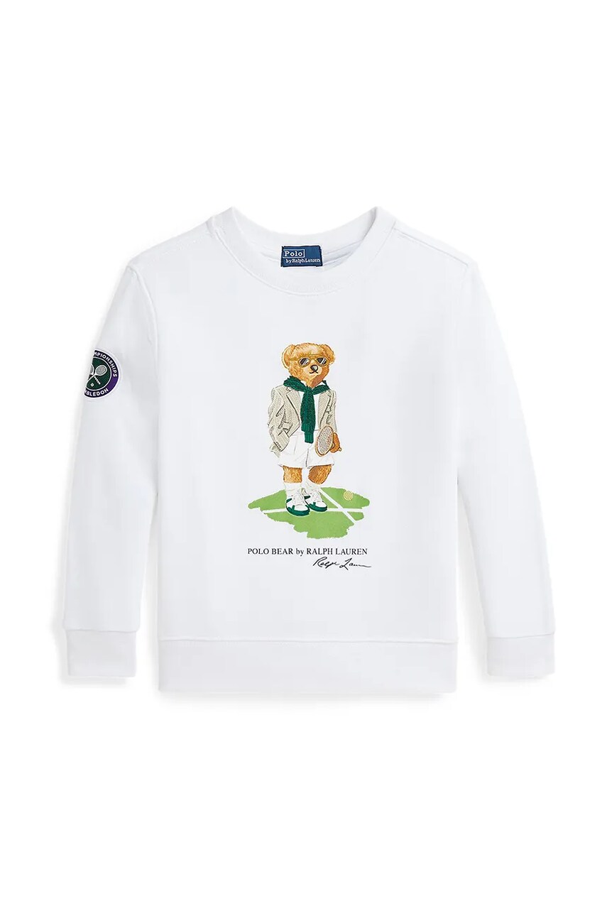 Levně Dětská mikina Polo Ralph Lauren bílá barva, s potiskem, 322970403001