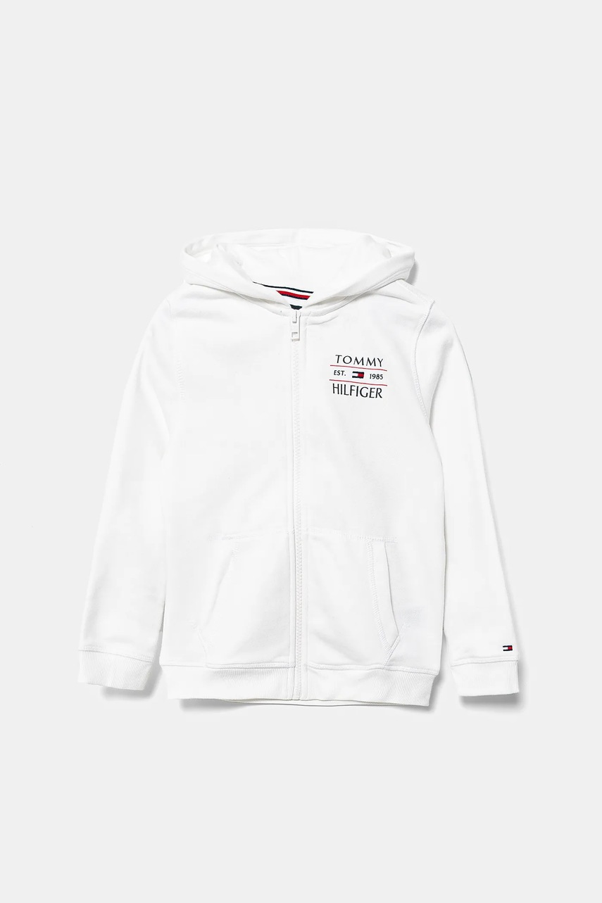 

Детски суичър Tommy Hilfiger в бяло с качулка с принт KB0KB09568, Бял