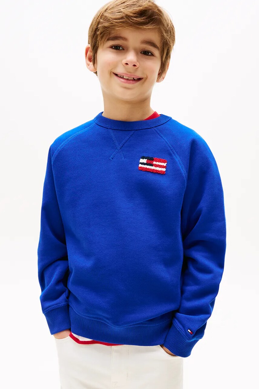 Levně Dětská mikina Tommy Hilfiger fialová barva, s potiskem, KB0KB09571