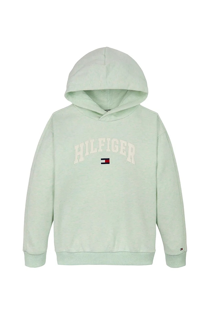 Детская кофта Tommy Hilfiger цвет зелёный с капюшоном с принтом KB0KB09574 Детская кофта Tommy Hilfiger цвет зелёный с капюшоном с принтом KB0KB09574