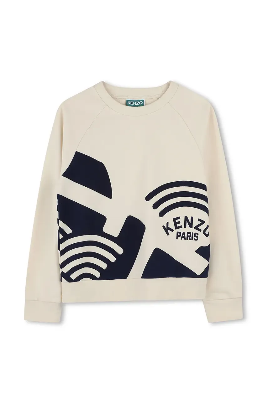 Kenzo Kids hanorac de bumbac pentru copii culoarea bej, cu imprimeu, K61132