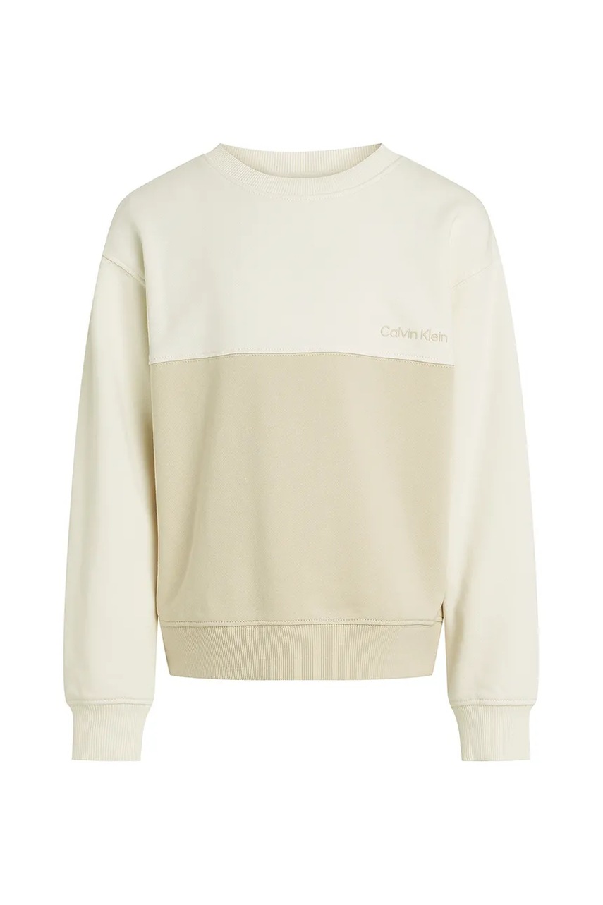 Детская хлопковая кофта Calvin Klein Jeans цвет бежевый однотонная IB0IB02470