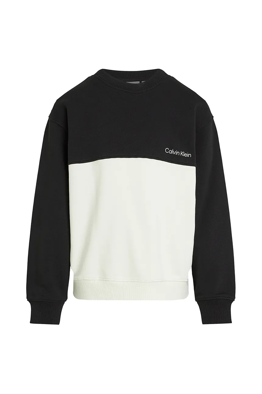 Детская хлопковая кофта Calvin Klein Jeans цвет чёрный однотонная IB0IB02470