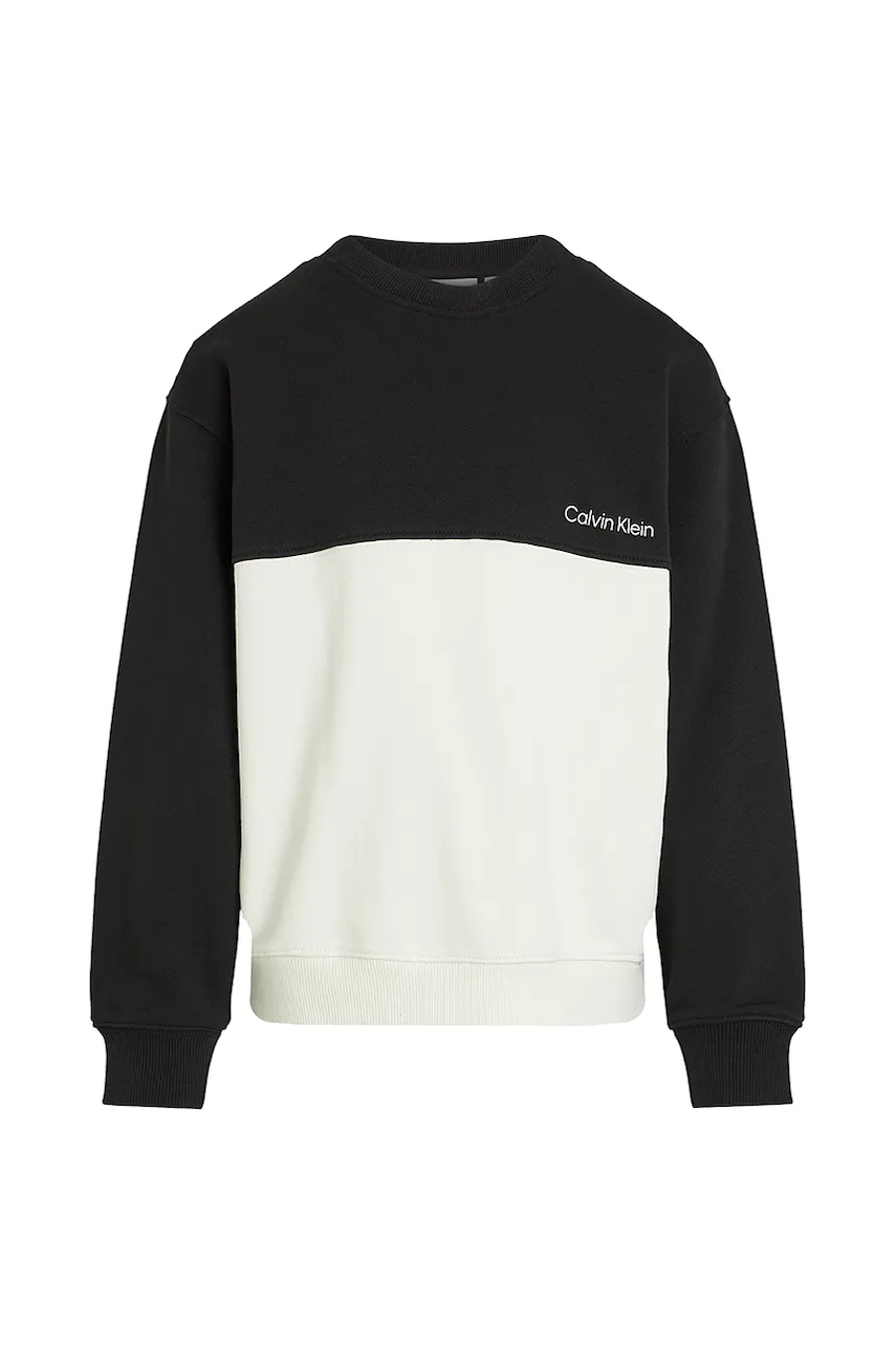 Детская хлопковая кофта Calvin Klein Jeans цвет чёрный однотонная IB0IB02470 Детская хлопковая кофта Calvin Klein Jeans цвет чёрный однотонная IB0IB02470