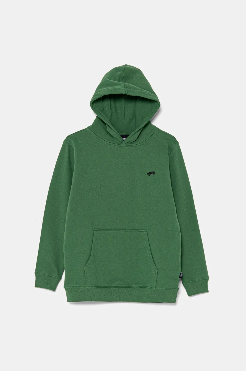 Vans hanorac de bumbac pentru copii SALTON LOOSE culoarea verde, cu glugă, neted, VN000P5TBR11